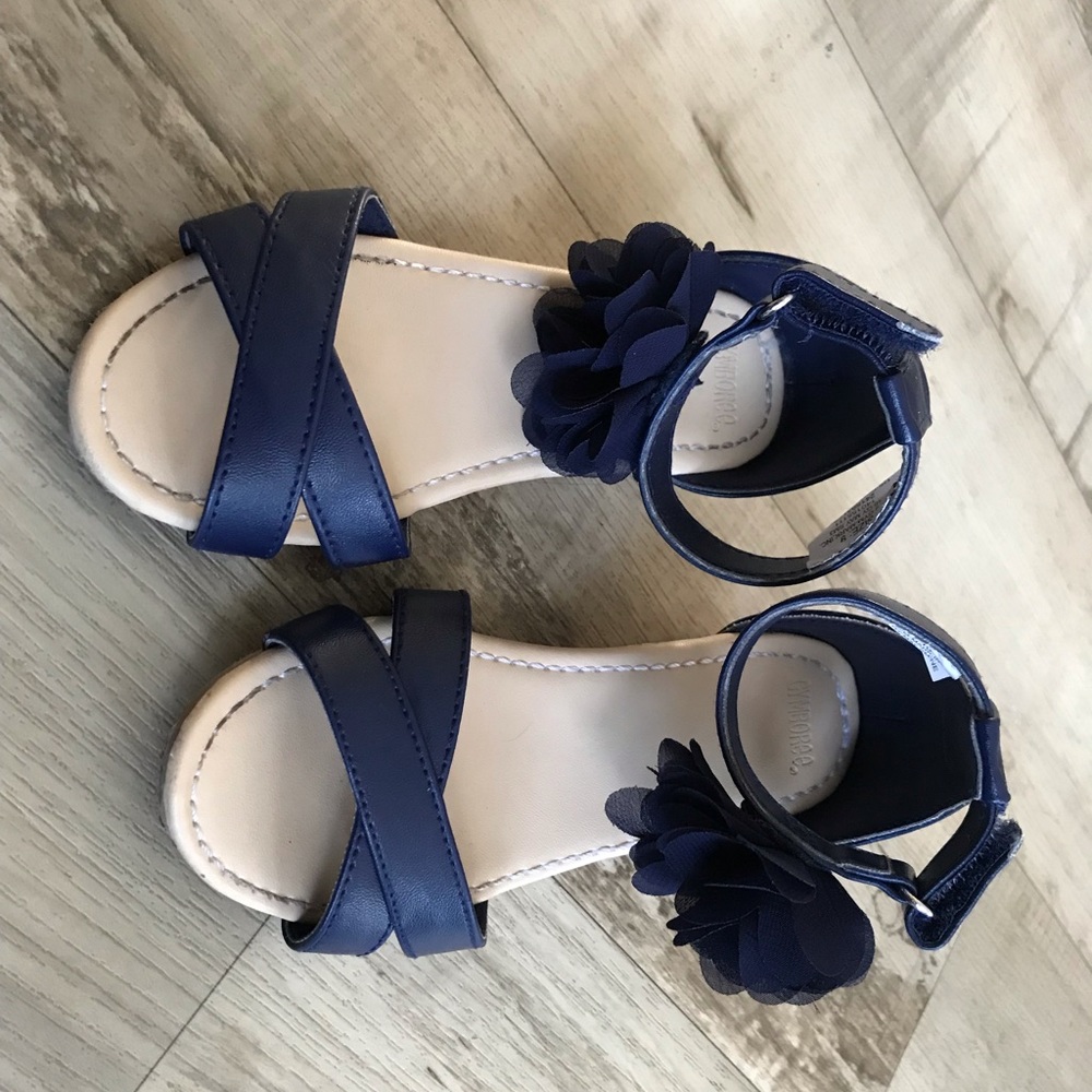 Navy blue girls shoe.